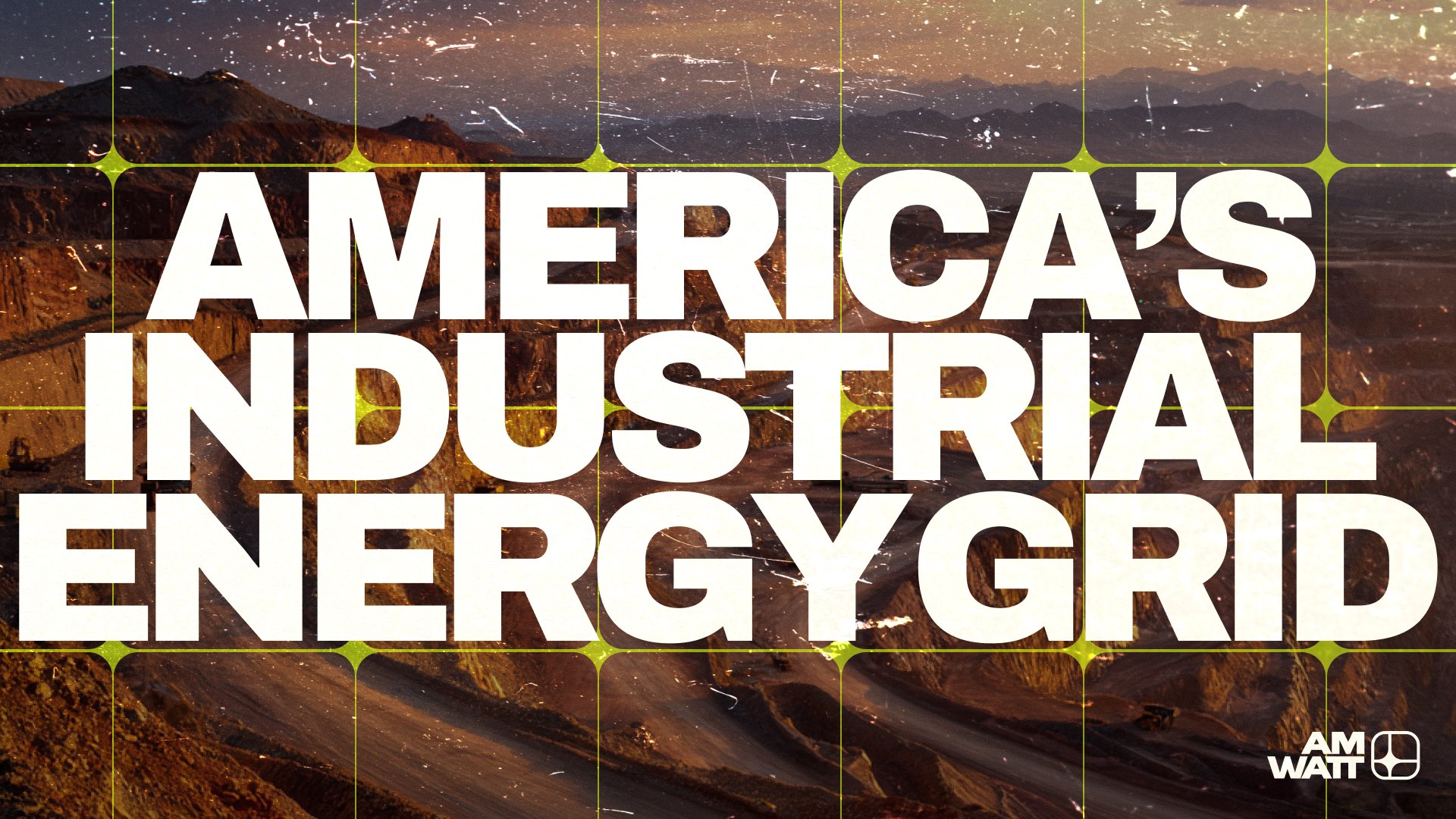 Americas industrial energy grid title over mine landscape