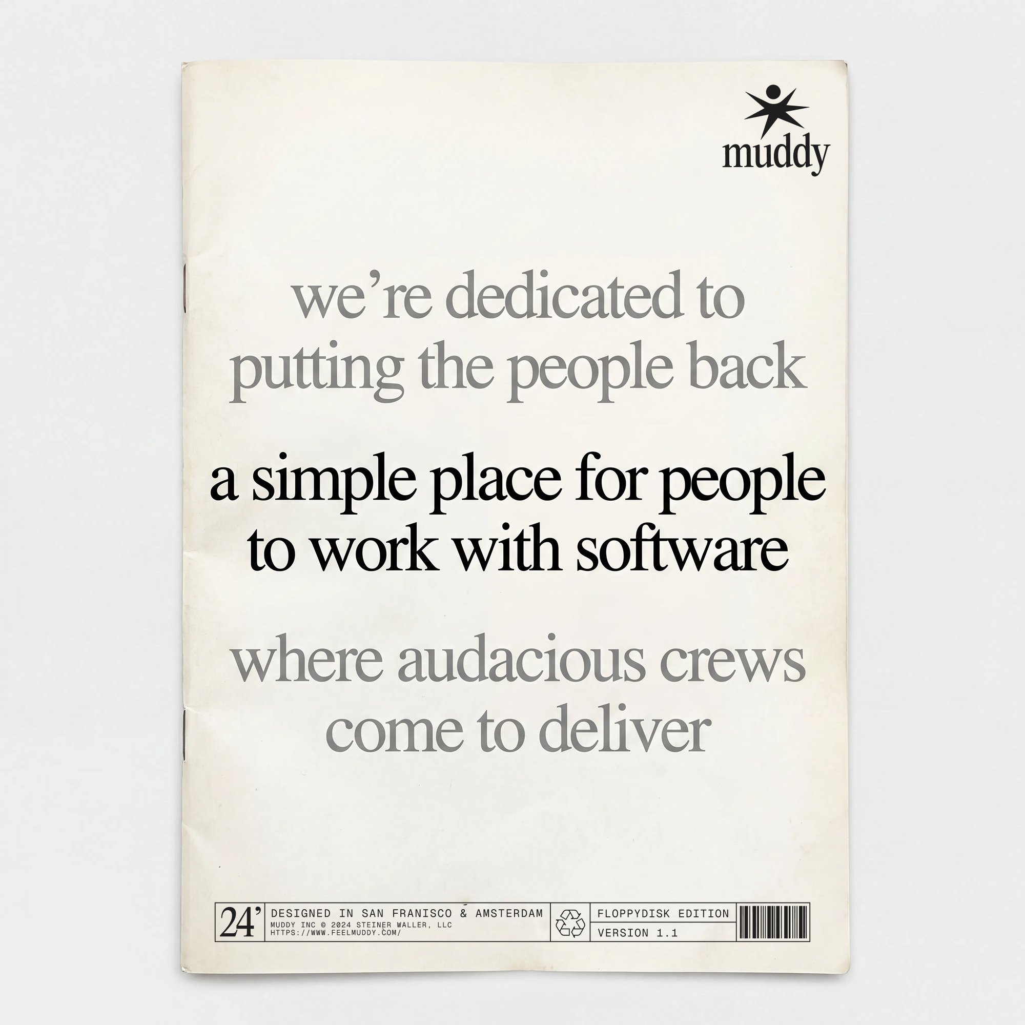 Muddy booklet with quote