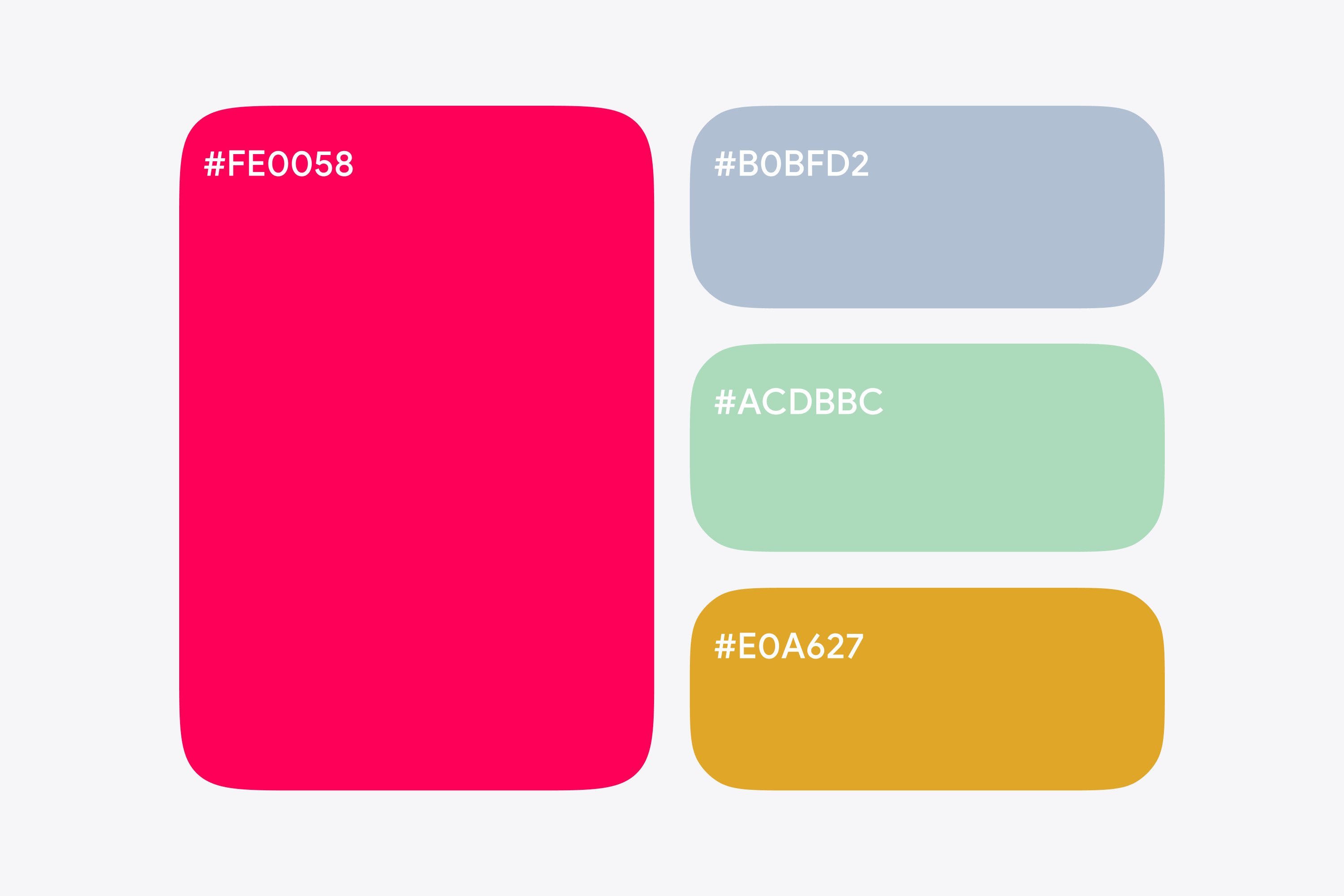 Google Reach colour palette with pink, blue, green and gold swatches