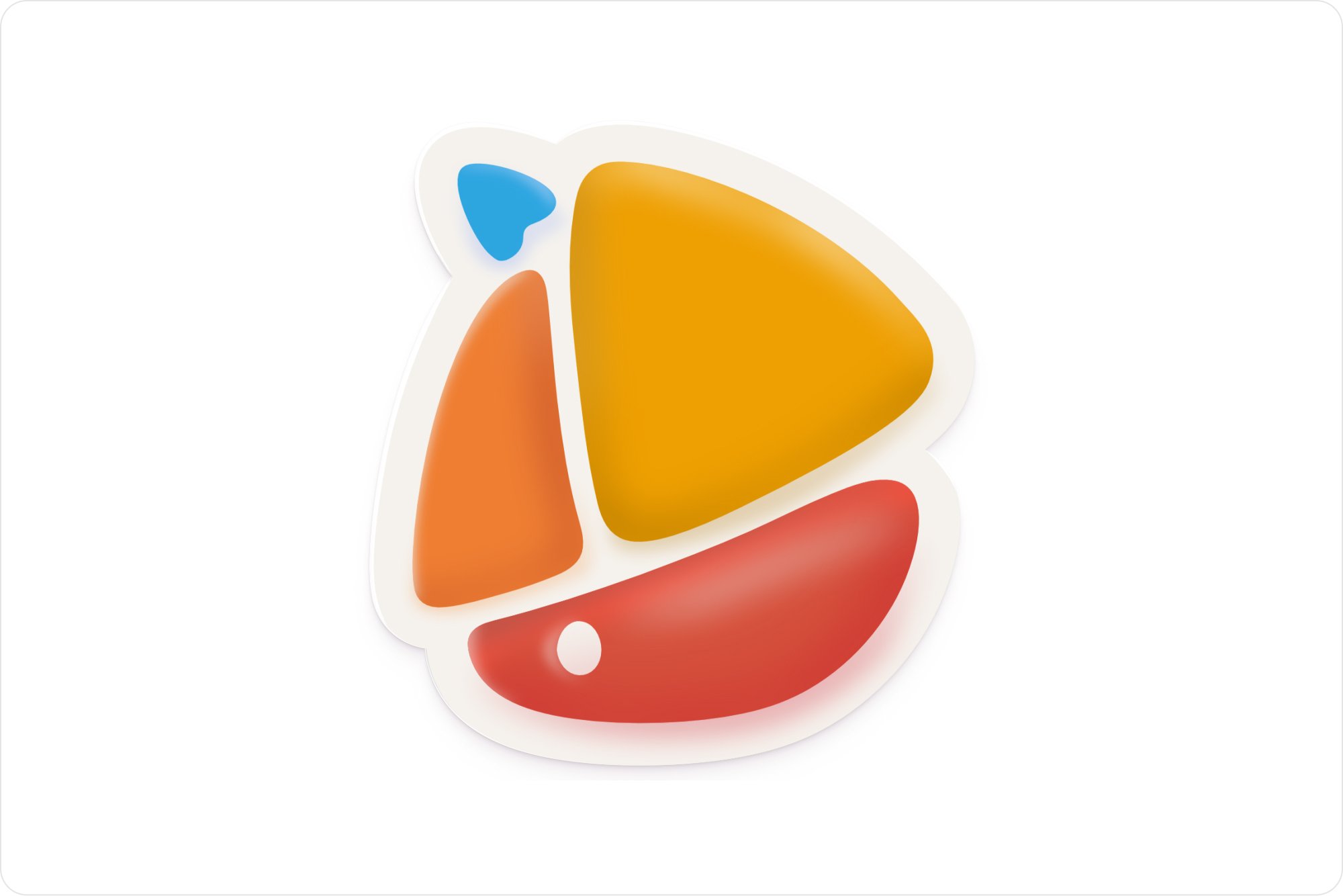 Sail app icon shaped as a colourful sailboat with yellow, orange, and red sails