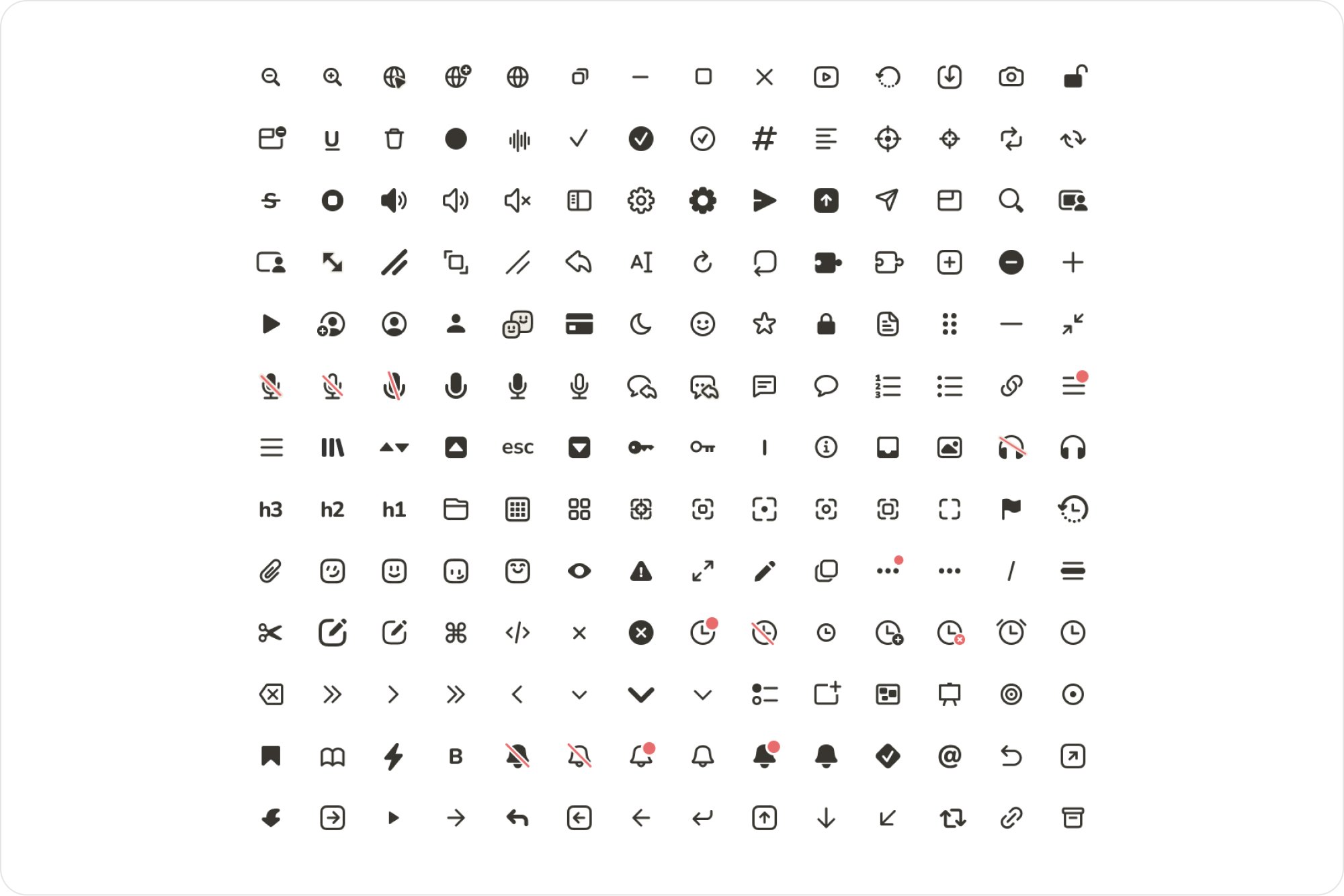 Sail custom icon set of dozens of black interface glyphs in a grid