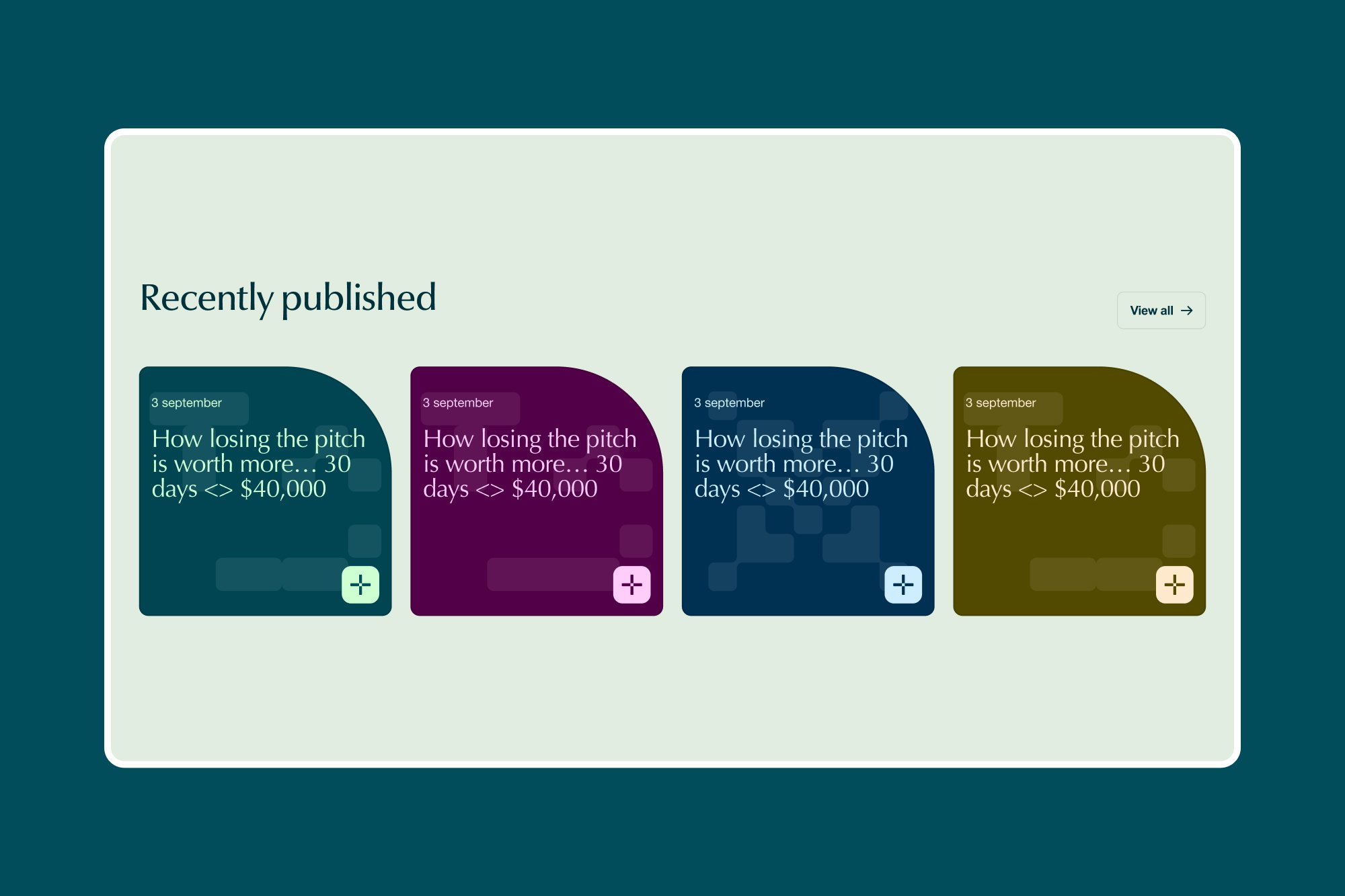 AiSC Scorecard website Recently published section with coloured article cards