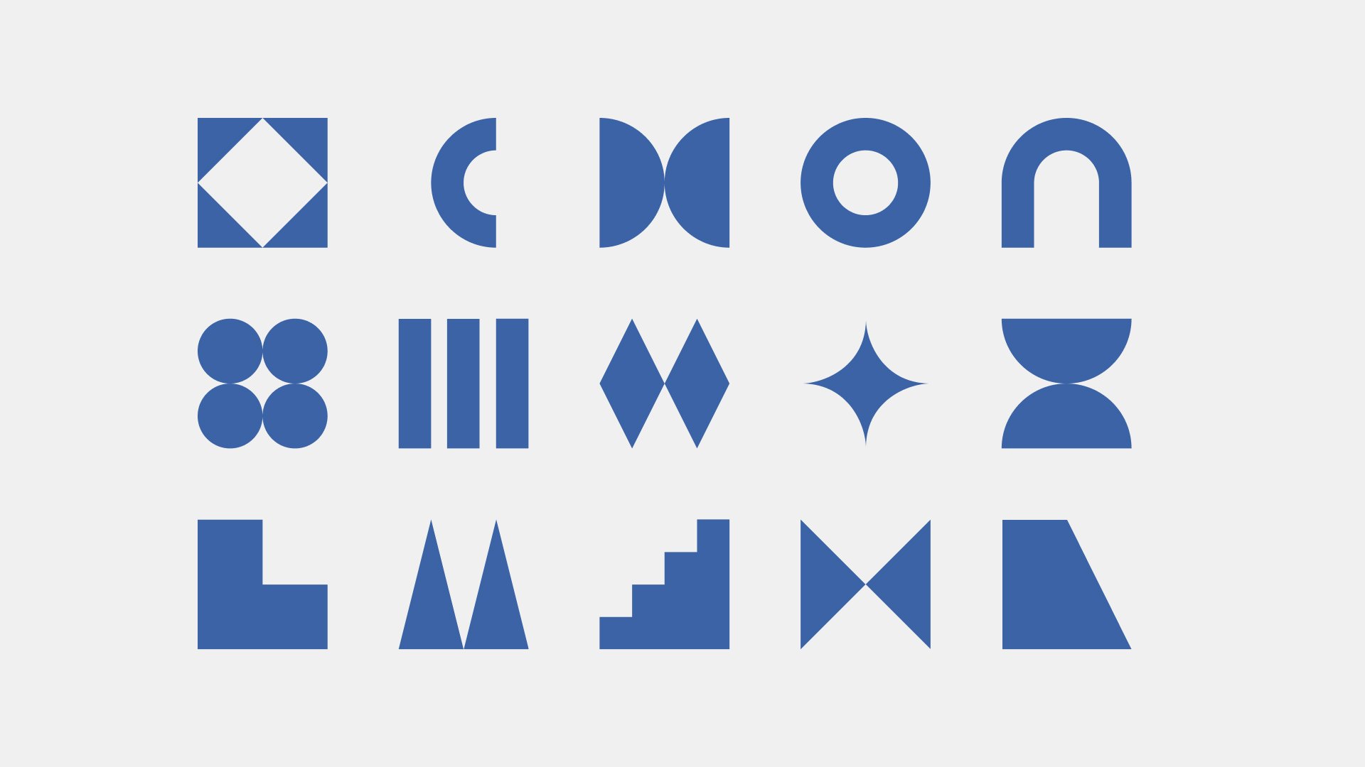 Grid of blue geometric brand shapes derived from the Cleargate mark